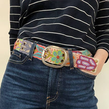 Load image into Gallery viewer, Folklorica Floral Embroidered Wool Belt, Cream: S