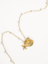 Load image into Gallery viewer, Capella 18K Gold Seashell & Sea Star Pearl Necklace: Yellow Gold / Necklace