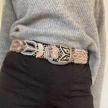 Load image into Gallery viewer, Monochromatic Embroidered Wool Belt, Black: S