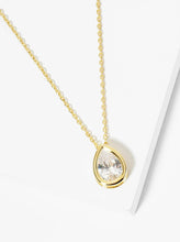 Load image into Gallery viewer, 18K Gold Dipped 12Mm Bezel Set Cz Teardrop Pendant Necklace: Gold