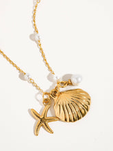 Load image into Gallery viewer, Capella 18K Gold Seashell & Sea Star Pearl Necklace: Yellow Gold / Necklace