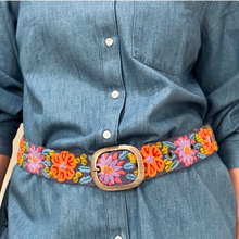 Load image into Gallery viewer, Prairie Flowers Embroidered Wool Belt: S