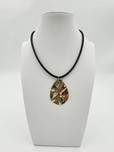 Load image into Gallery viewer, CUSTOM BLACK ADJUSTABLE BAGUETTE CORD NECKLACE WITH GOLD PETAL PENDANT   NC-SJ2015
