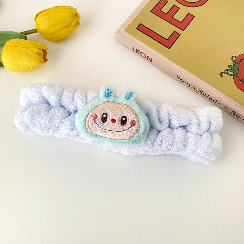 Labubu plush face wash makeup headband SPA headband: Blue 1