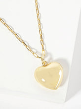 Load image into Gallery viewer, 18K-Gold-Dipped 25mm Hollow Puffy Heart Pendant 18-inch Necklace: Gold
