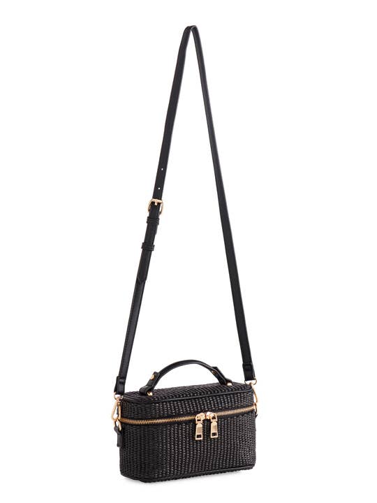 JOSEPHINE BOXY TOP HANDLE SHOULDER BAG: BLACK