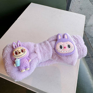 Cute labubu monster wash SPA headband makeup headband: Pink