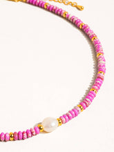 Load image into Gallery viewer, Millie Purple Boho Handmade Beaded Pearl Necklace: Purple
