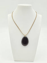 Load image into Gallery viewer, ADJUSTABLE BEIGE LEATHER CORD NECKLACE WITH BLACK STONE   NC-SJ2007
