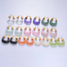 Load image into Gallery viewer, Gold Classic Gold Quartz and Gemstones Chunky Hoops Earring-00185 to Earring-00194: Quartz | Green
