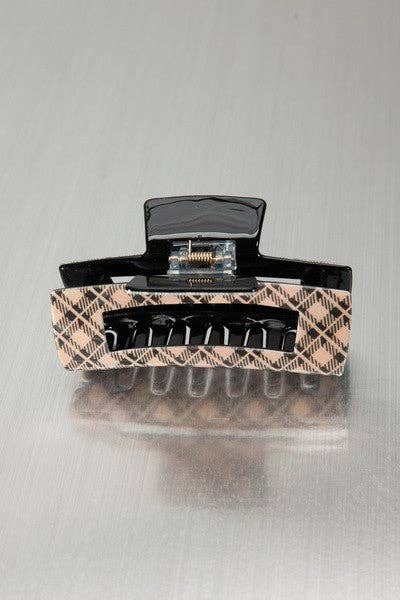 LARGE PLAID HAIR CLAW CLIPS | 40H532: BROWN