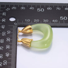 Load image into Gallery viewer, Gold Classic Gold Quartz and Gemstones Chunky Hoops Earring-00185 to Earring-00194: Quartz | Green
