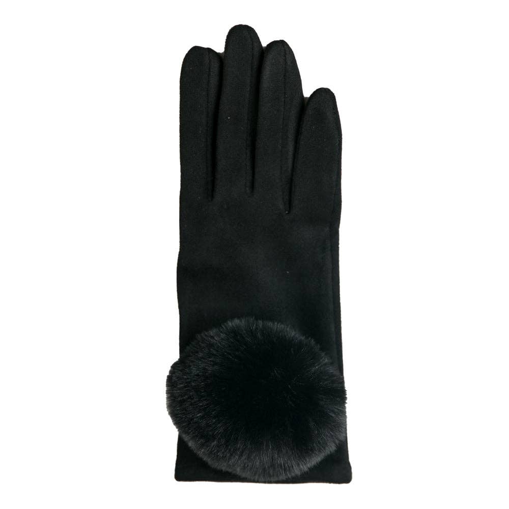 Mariah Glove with Oversized Pom Pom -Warm & Chic - Fall 2025: Black