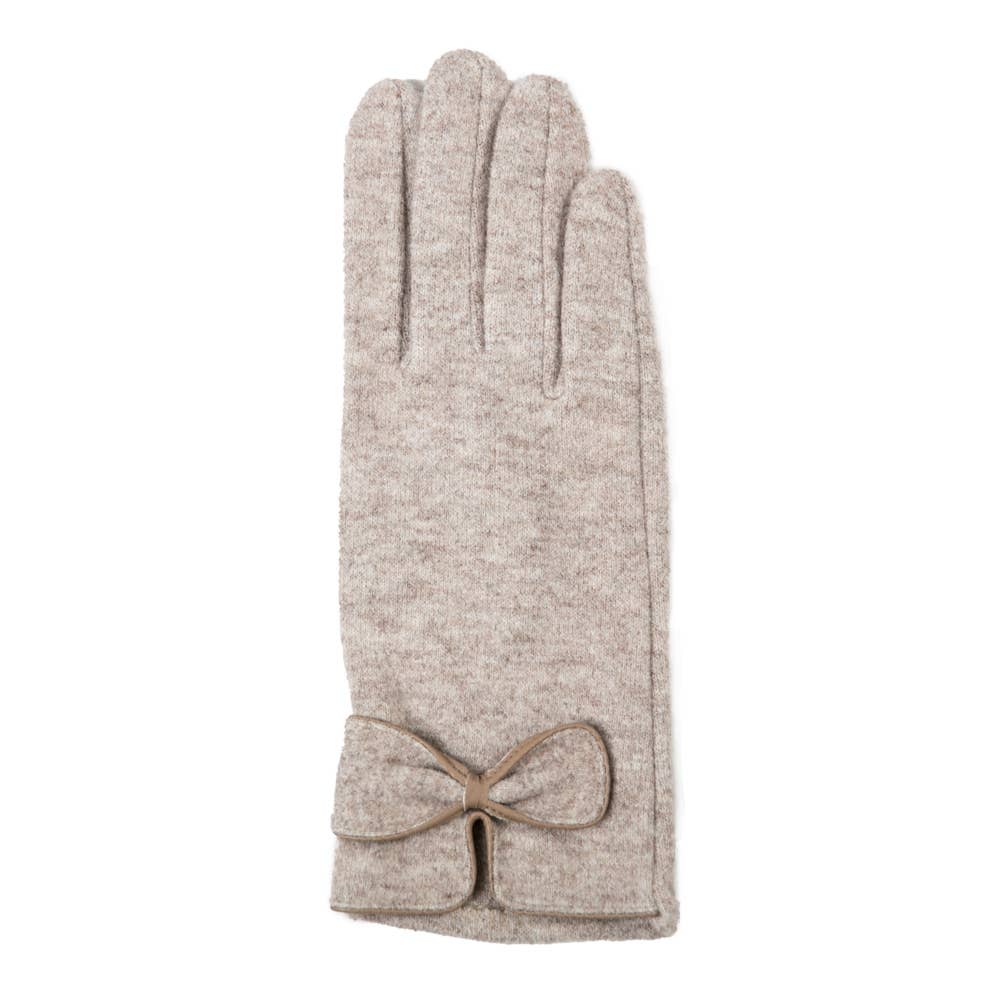 Mindy Touchscreen Gloves with Bow Detail - Cozy - Fall 2025: Taupe