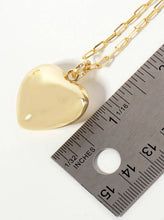 Load image into Gallery viewer, 18K-Gold-Dipped 25mm Hollow Puffy Heart Pendant 18-inch Necklace: Gold
