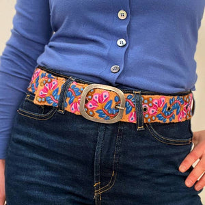Four Seasons Floral Embroiderd Wool Belt: Small