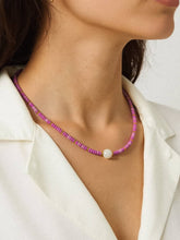 Load image into Gallery viewer, Millie Purple Boho Handmade Beaded Pearl Necklace: Purple
