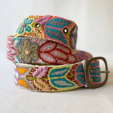 Load image into Gallery viewer, Folklorica Floral Embroidered Wool Belt, Cream: S
