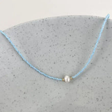 Load image into Gallery viewer, Bohemian Fresh Water Pearl Beaded Necklace: Light Blue
