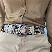 Load image into Gallery viewer, Monochromatic Embroidered Wool Belt, Black: S
