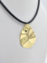 Load image into Gallery viewer, CUSTOM BLACK ADJUSTABLE BAGUETTE CORD NECKLACE WITH GOLD PETAL PENDANT   NC-SJ2015
