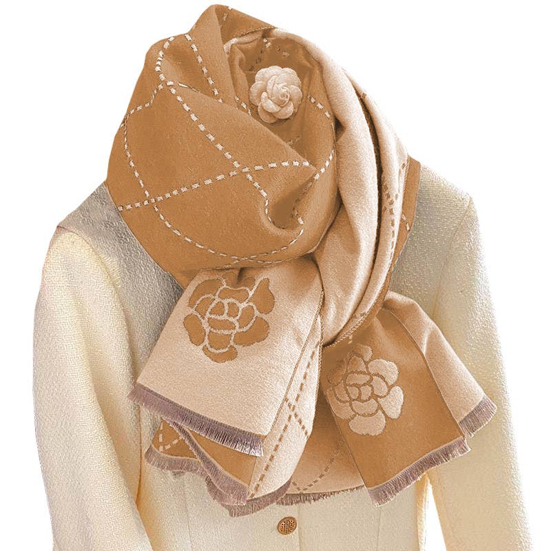 Scarf - Flower - Camel