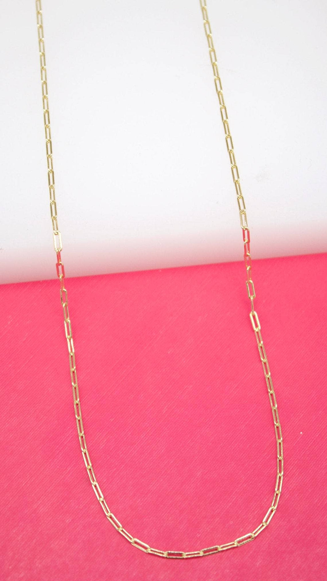 18K Gold Filled Dainty 1mm Paperclip Chain (F164)