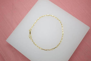 18K Gold Filled 2mm Paper Clip Link Bracelet (I354)